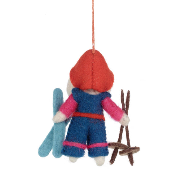 Handmade Felt Porscha the Skiing Poodle Christmas Hanging Decoration