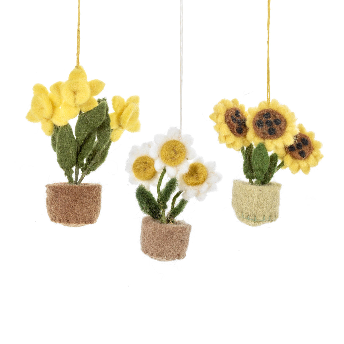 Handmade Hanging Fair trade Felt Pot o' Flowers Decoration