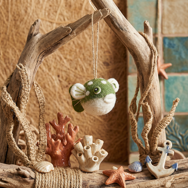 Handmade Felt Puffer Fish Sealife Hanging Decoration