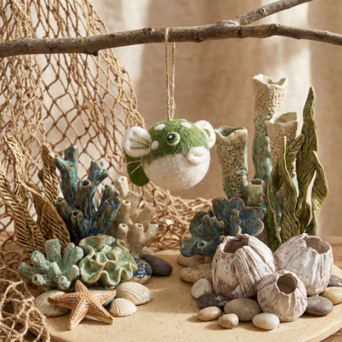 Handmade Felt Puffer Fish Sealife Hanging Decoration