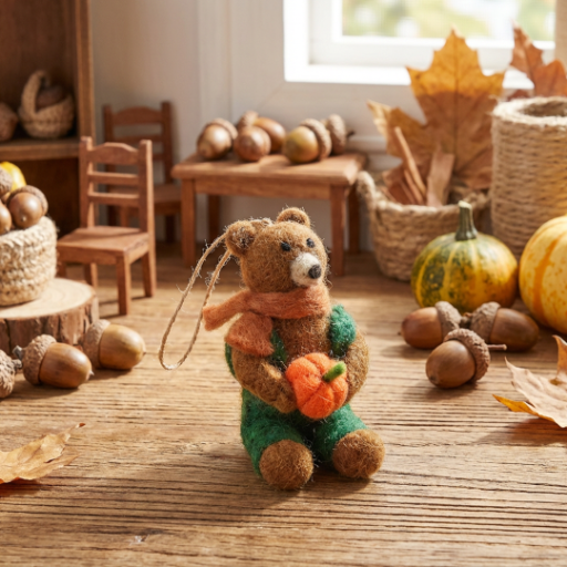 Handmade Felt Radley the Bear Hanging Autumnal Decoration