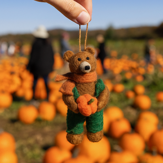 Handmade Felt Radley the Bear Hanging Autumnal Decoration