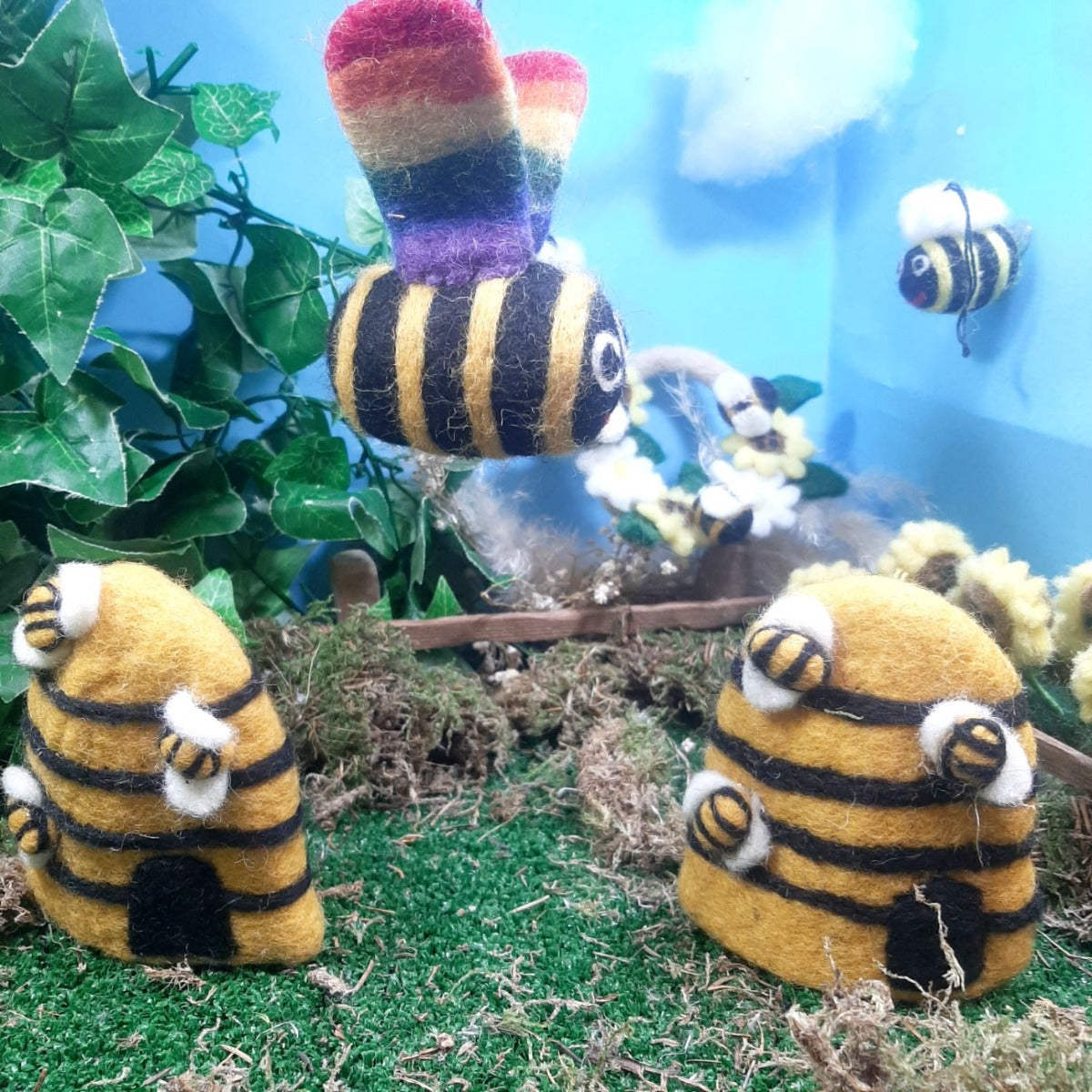 Handmade Felt Rainbow Bumblebee Hanging LGBT Pride Decoration