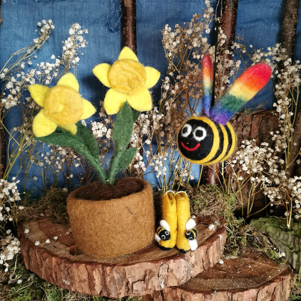 Handmade Felt Rainbow Bumblebee Hanging LGBT Pride Decoration