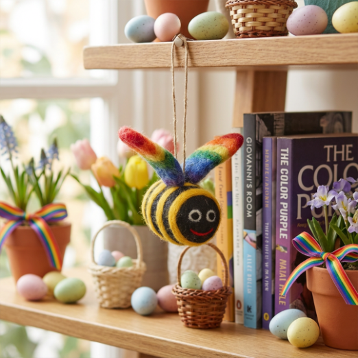 Handmade Felt Rainbow Bumblebee Hanging LGBT Pride Decoration