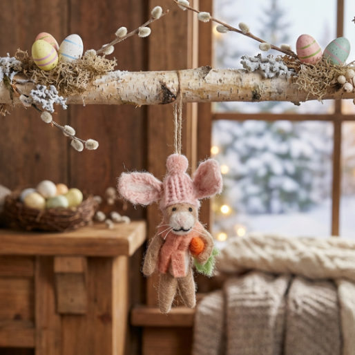 Handmade Felt Reilly the Rabbit Easter Hanging Decoration