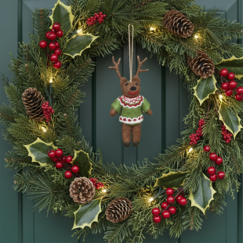 Handmade Felt Retro Reindeer Hanging Christmas Decoration