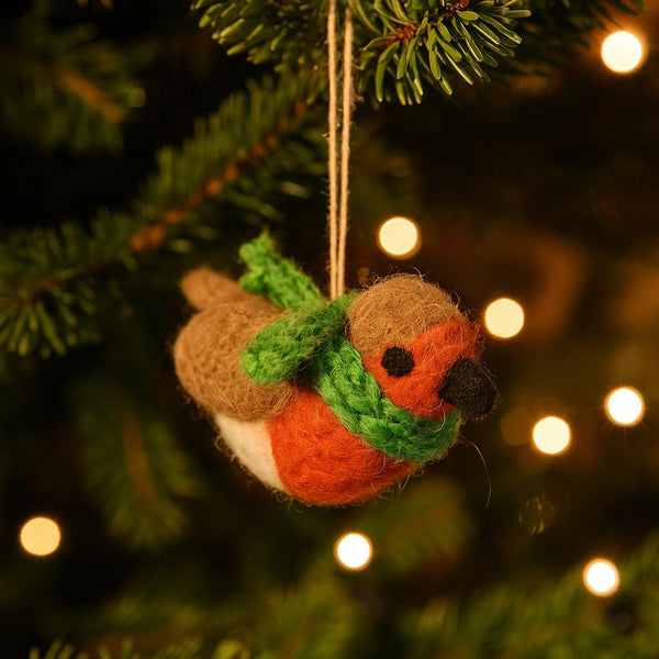 Handmade Felt Robbie the Robin Hanging Christmas Decoration