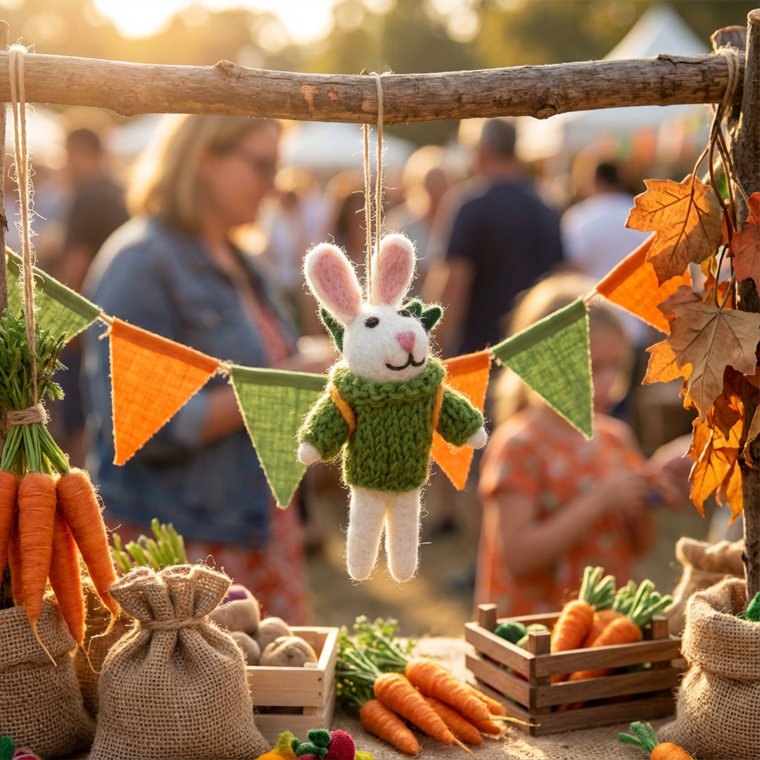 Handmade Felt Ronnie the Rabbit Hanging Easter Decoration