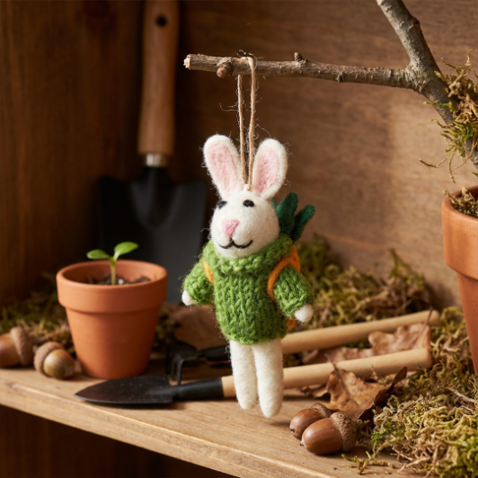 Handmade Felt Ronnie the Rabbit Hanging Easter Decoration
