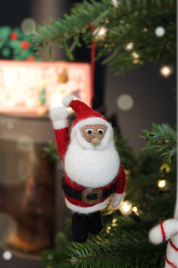 Handmade Felt Round Santa Christmas Tree Hanging Decoration