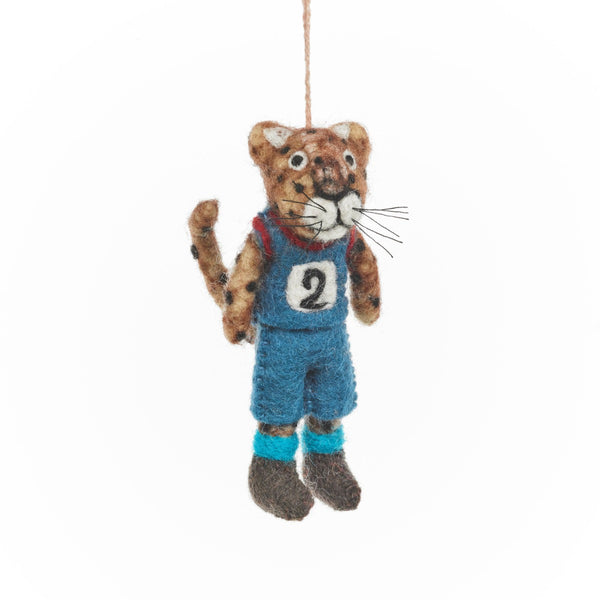 Handmade Felt Running Cheetah Hanging Decoration