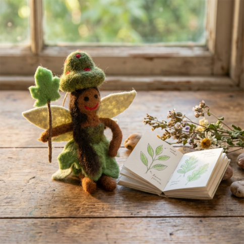 Handmade Felt Sage the Forest Fairy Hanging Decoration