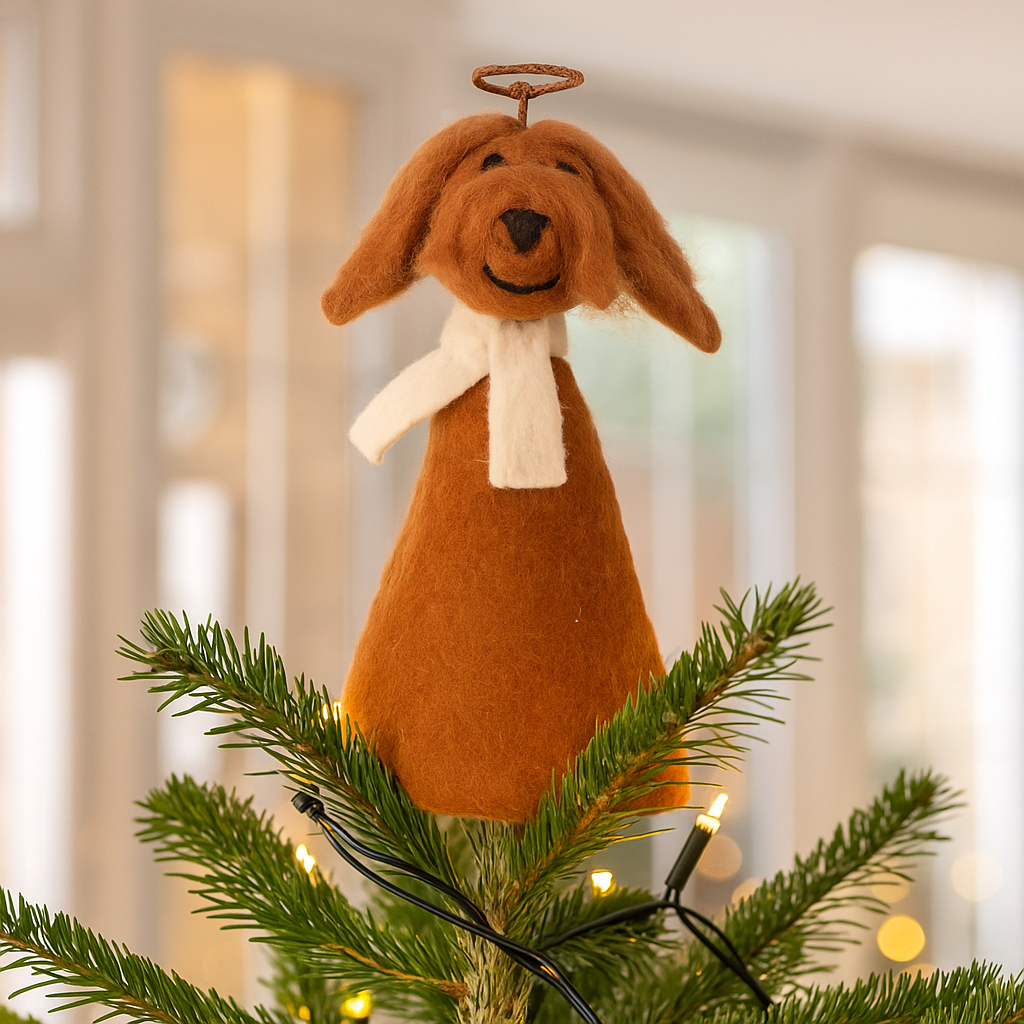 Handmade Felt Sahara the Dog Cockapoo Christmas Tree Topper