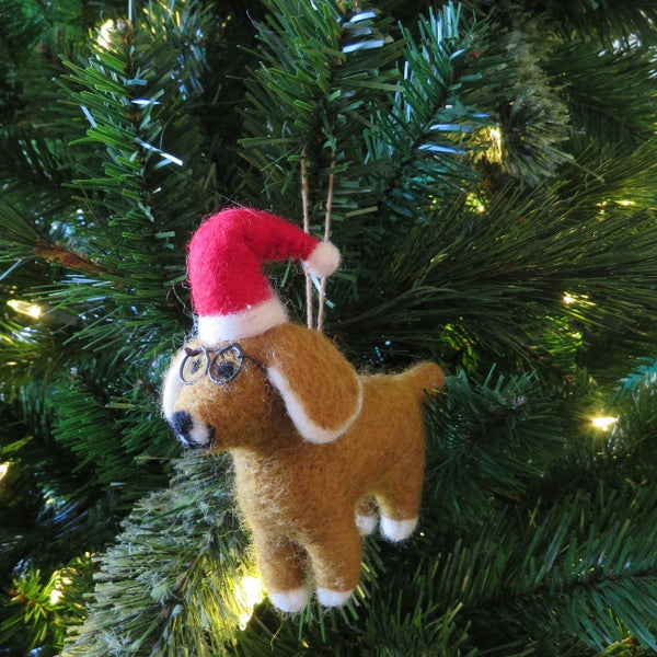 Handmade Felt Saint Nicholas the Dog Hanging Christmas Decoration