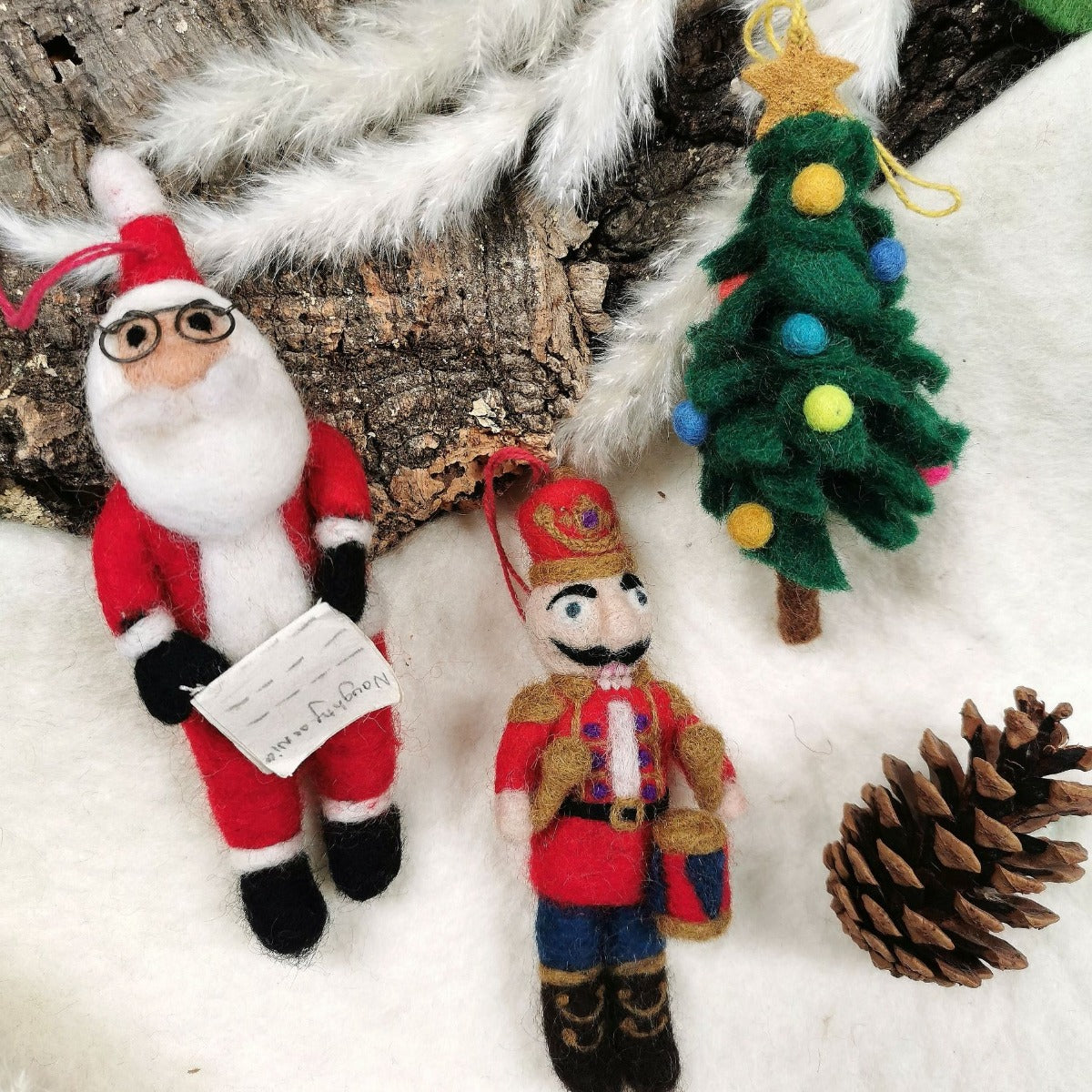 Handmade Felt Naughty or Nice Santa Hanging Christmas Decoration