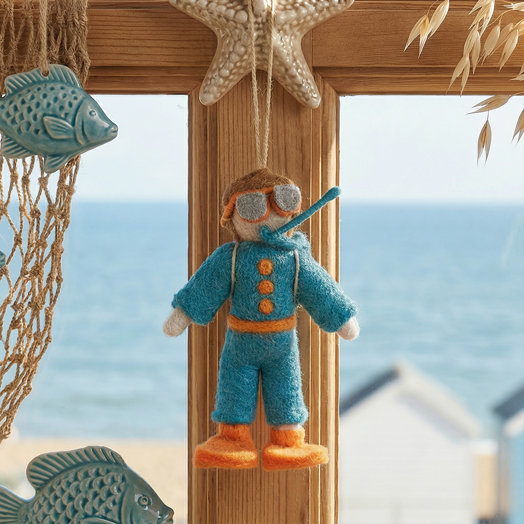Handmade Felt Scuba Steve Hanging Decoration