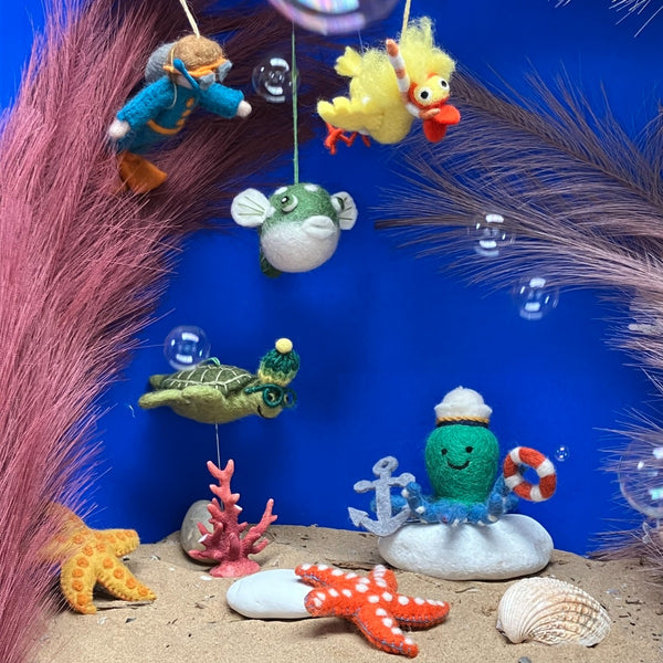 Handmade Felt Puffer Fish Sealife Hanging Decoration