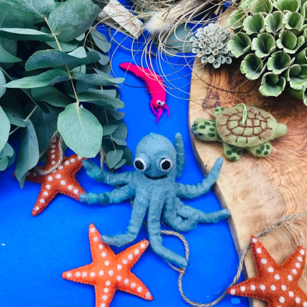 Handmade Felt Ollie the Octopus Fair trade Hanging Decoration