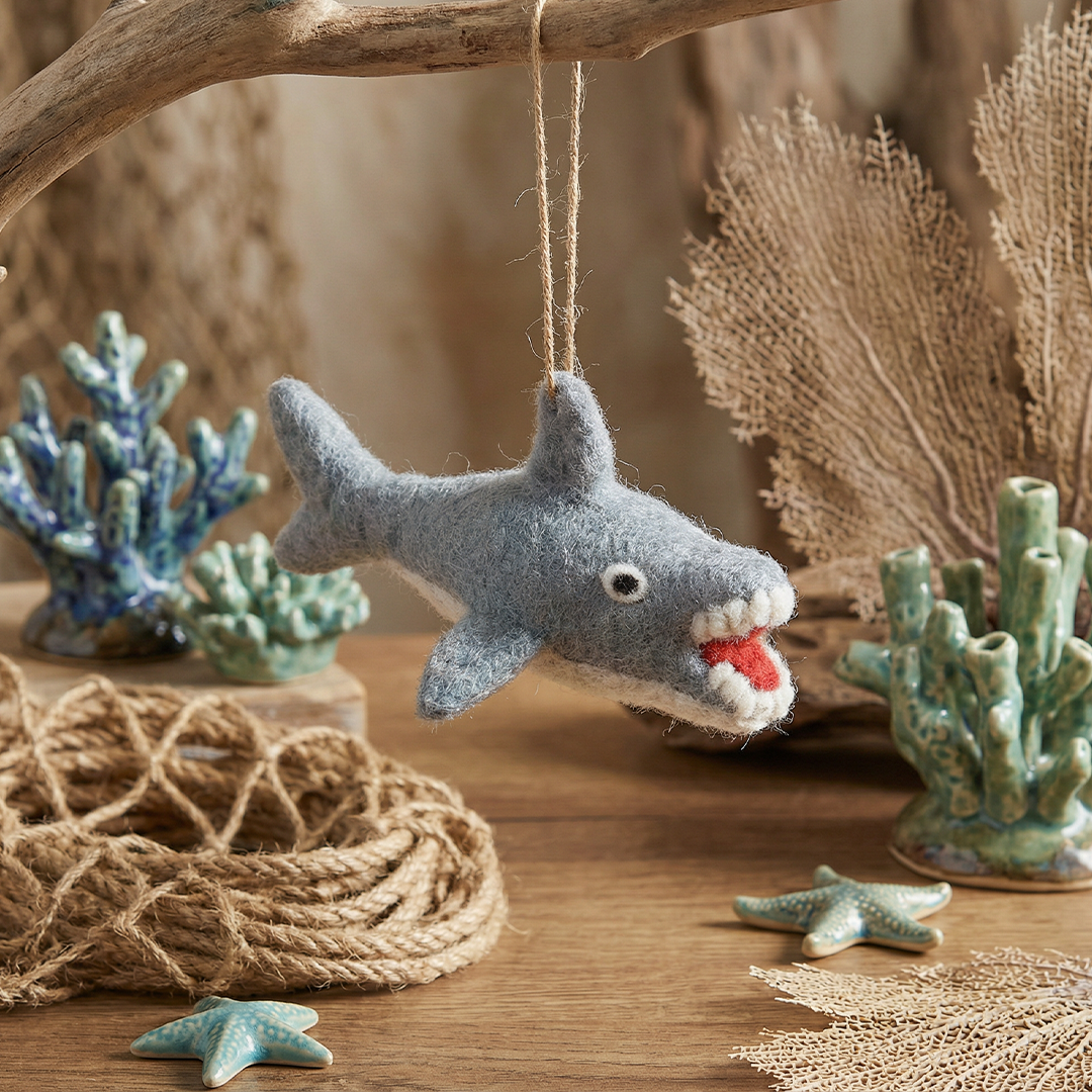 Handmade Felt Sheldon the Shark Hanging Decoration