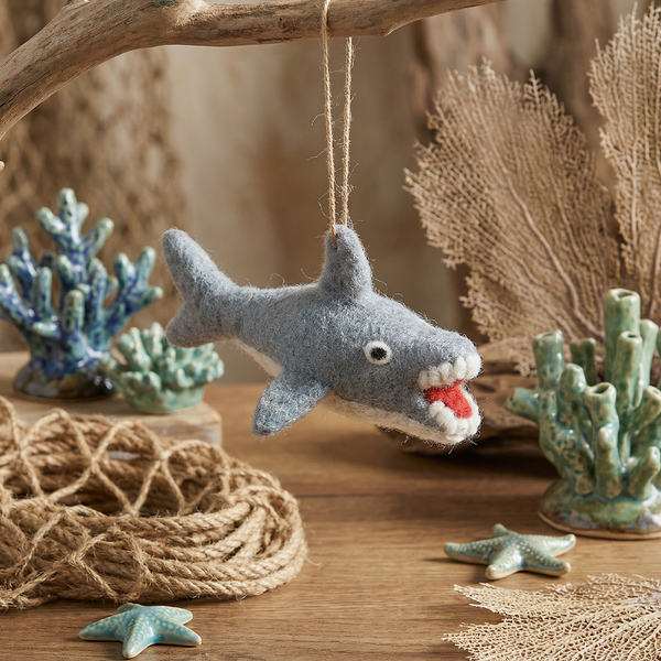 Handmade Felt Sheldon the Shark Hanging Decoration