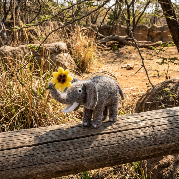 Handmade Felt Sidney the Sunflower Elephant Hanging Decoration
