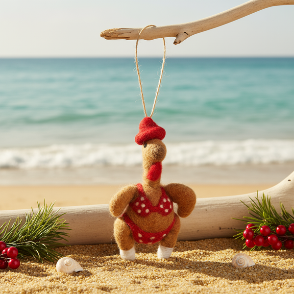 Handmade Felt Sizzlin' Turkey Hanging Christmas Decoration