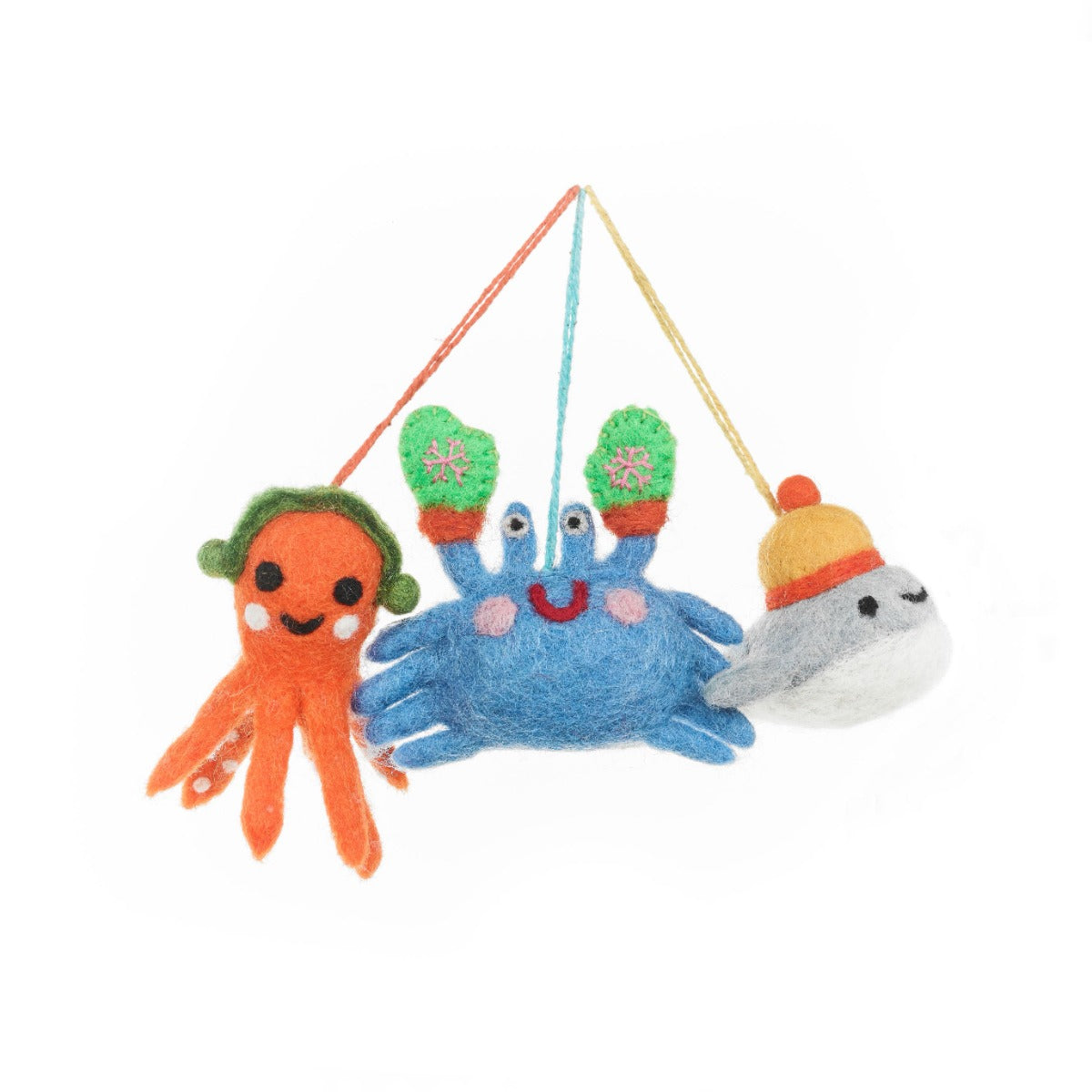 Handmade Felt Christmas Sealife (Set of 3) Hanging Decorations