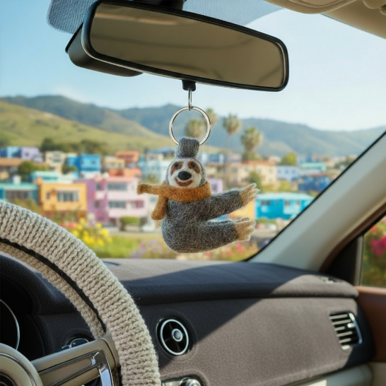 Handmade Felt Sloth Keyring Accessory