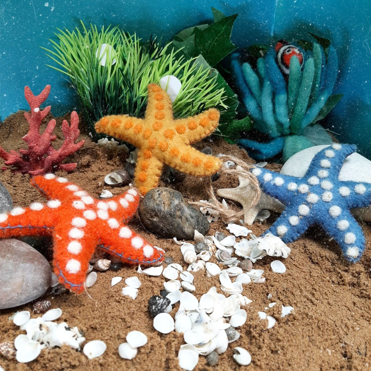 Handmade Felt Snazzy Starfish (Set of 3) Hanging Decoration