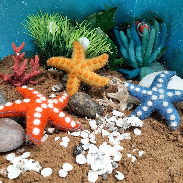 Handmade Felt Snazzy Starfish (Set of 3) Hanging Decoration