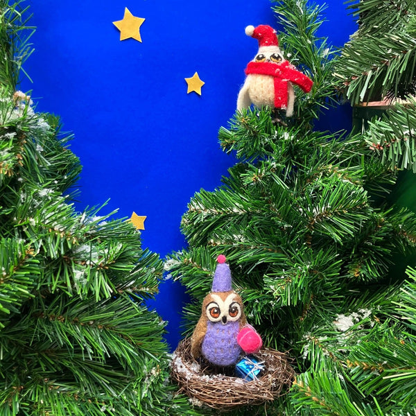 Handmade Felt Hootie the Owl Hanging Decoration