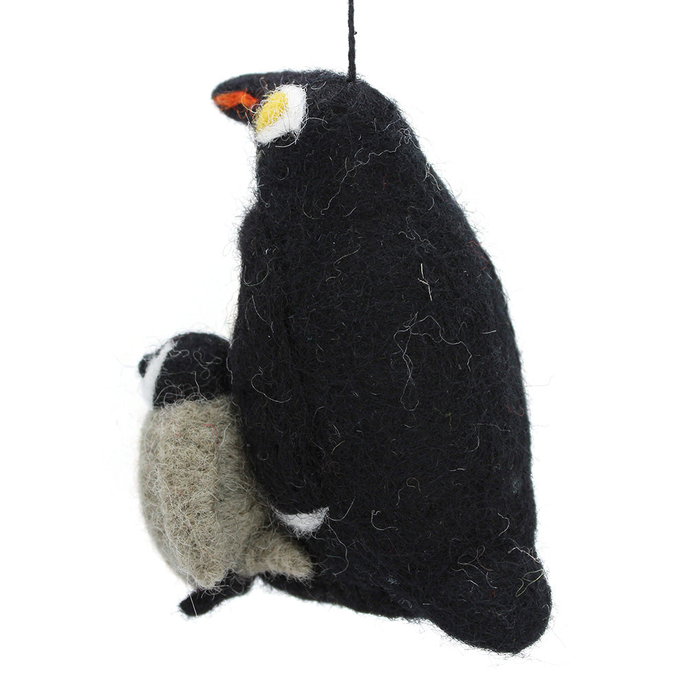 Handmade Felt Snuggly Penguins Biodegradable Hanging Decoration