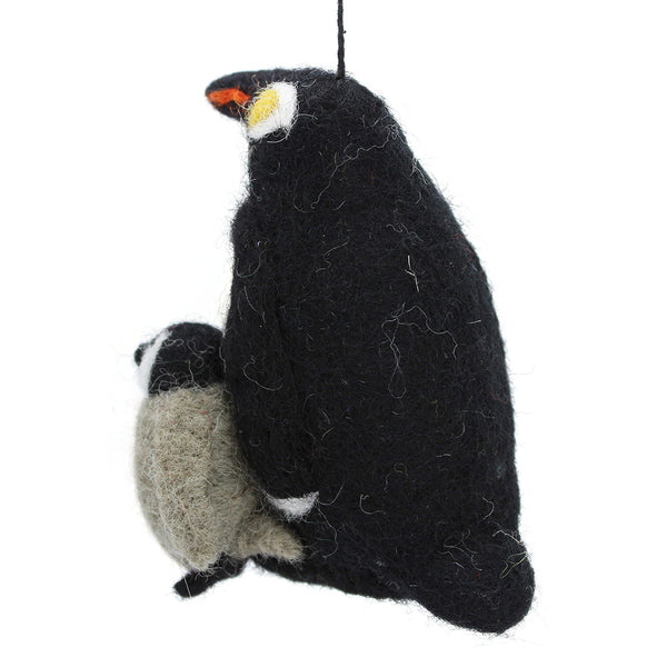 Handmade Felt Snuggly Penguins Biodegradable Hanging Decoration
