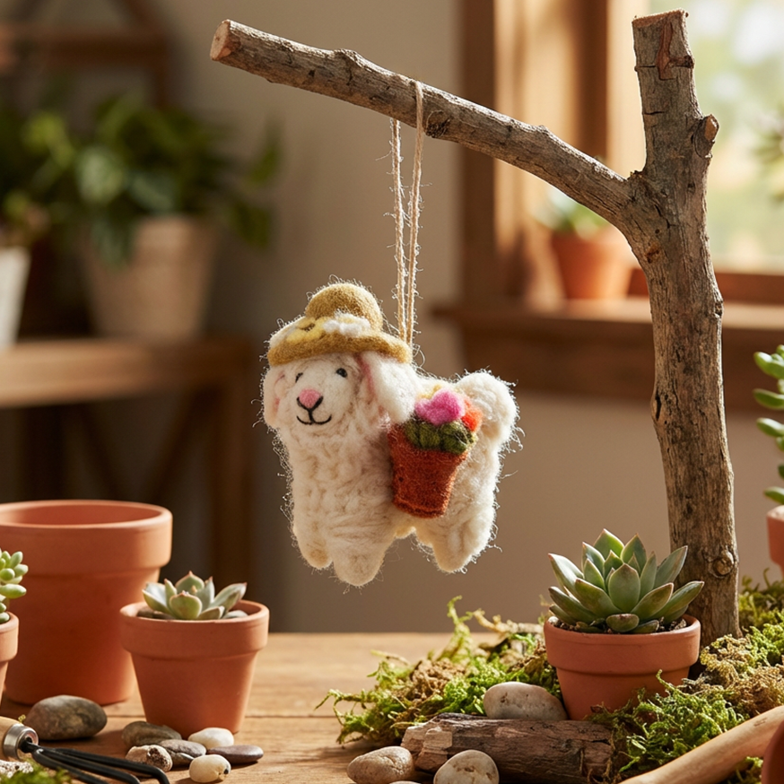 Handmade Felt Sofia the Spring Sheep Easter Hanging Decoration