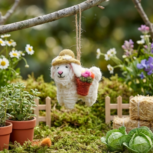 Handmade Felt Sofia the Spring Sheep Easter Hanging Decoration