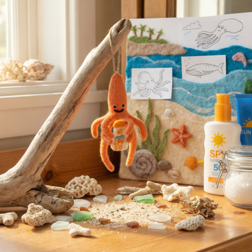 Handmade Felt SPF Squid Hanging Sealife Decoration