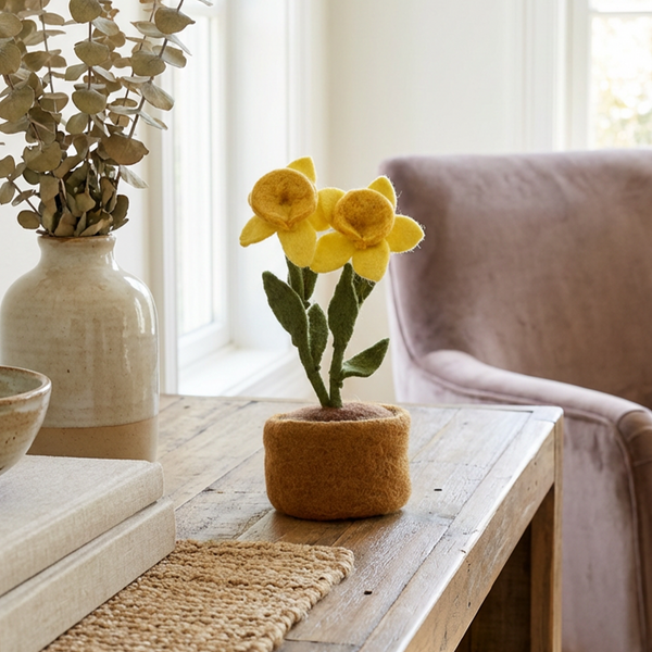 Handmade Felt Springtime Daffodils Standing Decoration