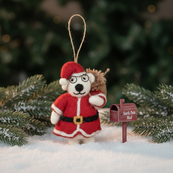 Handmade Felt St Blubber Bear Christmas Hanging Decoration