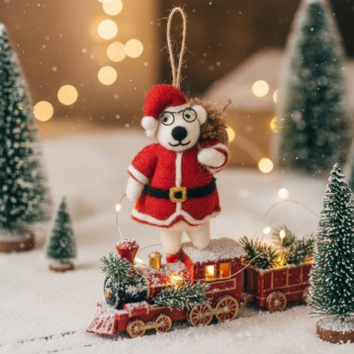 Handmade Felt St Blubber Bear Christmas Hanging Decoration