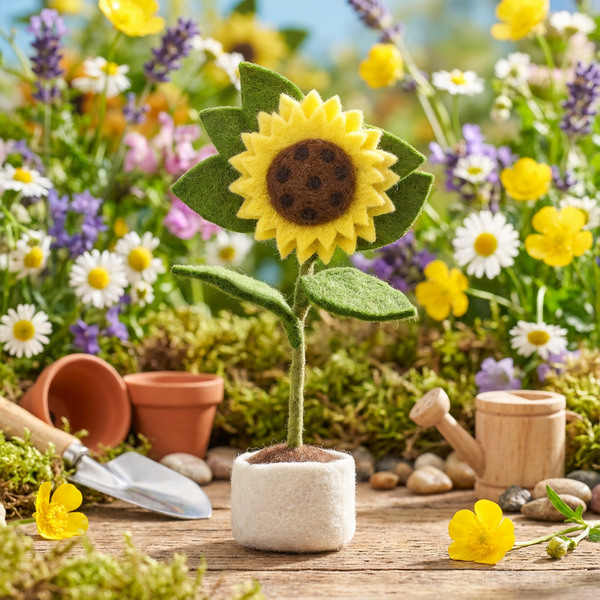 Handmade Felt Sunny Sunflower Standing Easter Decoration