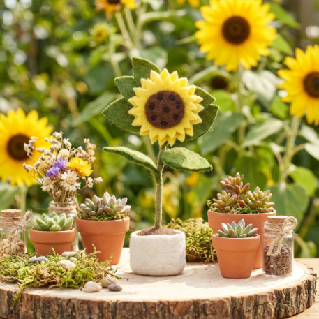 Handmade Felt Sunny Sunflower Standing Easter Decoration