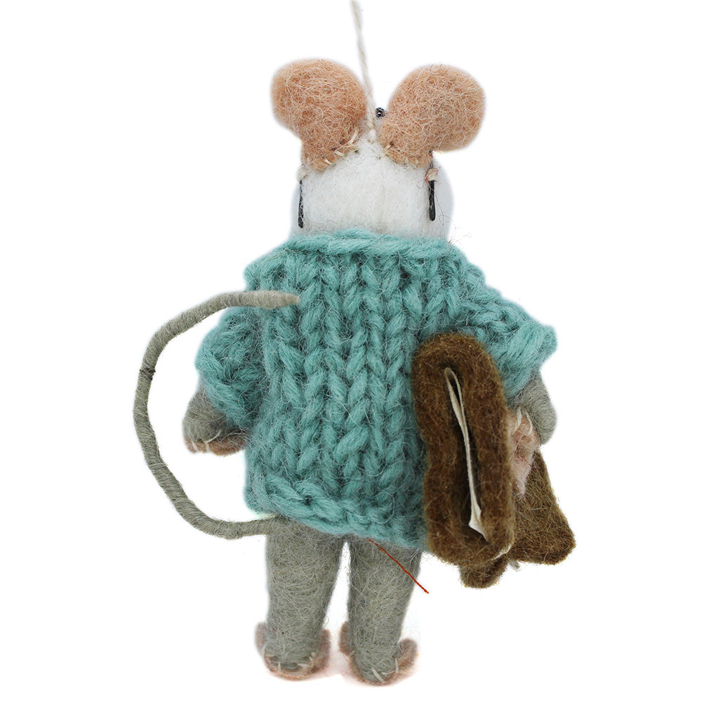 Handmade Felt Susie Mouse  Biodegradable Hanging Decoration