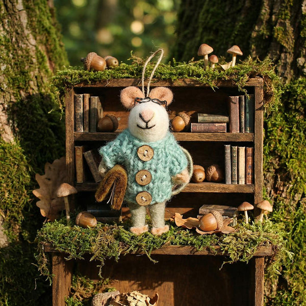 Handmade Felt Susie Mouse  Biodegradable Hanging Decoration