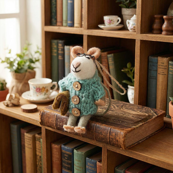 Handmade Felt Susie Mouse  Biodegradable Hanging Decoration