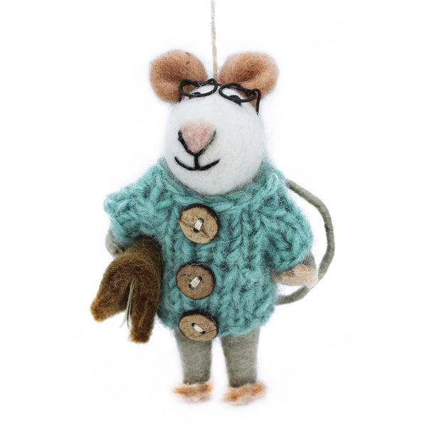 Handmade Felt Susie Mouse  Biodegradable Hanging Decoration