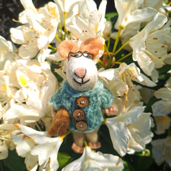 Handmade Felt Susie Mouse  Biodegradable Hanging Decoration