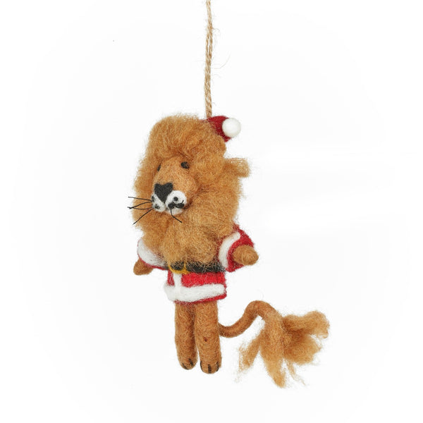Handmade Felt Sutton the Santa Lion Christmas Hanging Decoration