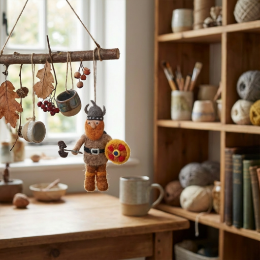 Handmade Felt Sven the Viking Hanging Decoration