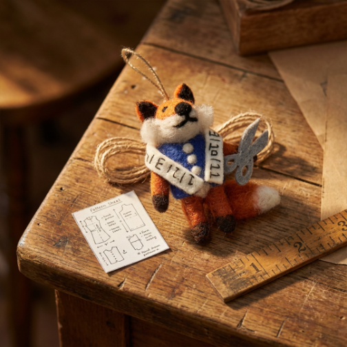 Handmade Felt Tailor Fox Hanging Decoration